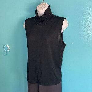 Vintage French Rags Size M  Brenda French Pullover Sleeveless Black Turtleneck